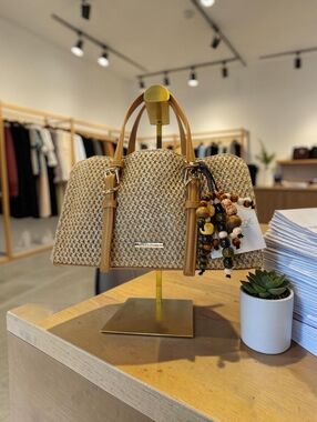 Chic Woven Raffia Satchel Bag in Tan by Rachel Zoe NWT